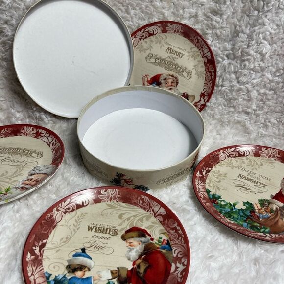 Certified International VICTORIAN SANTA 8" Plate Set 4P Audrey Roberts Christmas - Picture 11 of 14